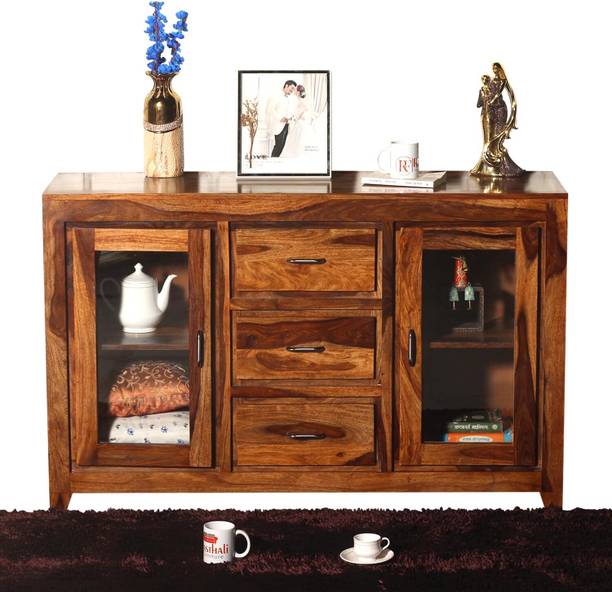 Rajasthali Wood Decor Sheesham Wood Cupbord, 3 Drowar Wardrobe, Almirah For Living Room & Home Solid Wood Almirah