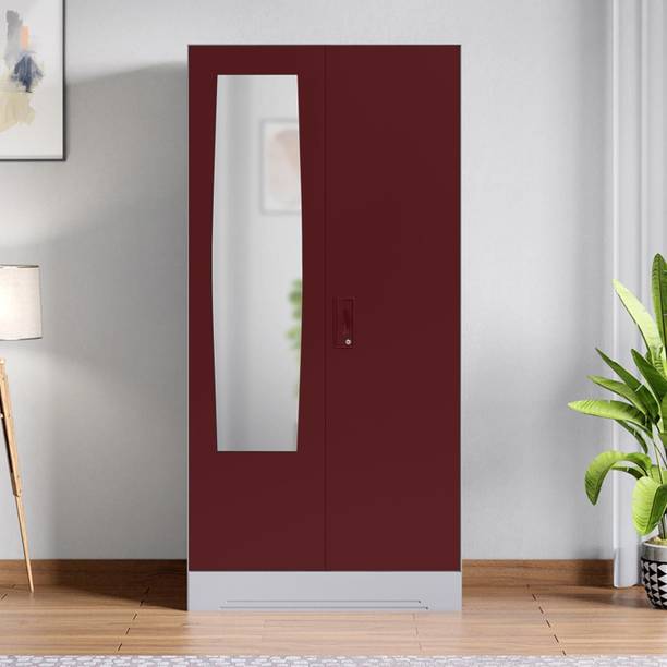 Interio by Godrej Slimline 2 Door with 2 shelves and Mirror Metal Almirah