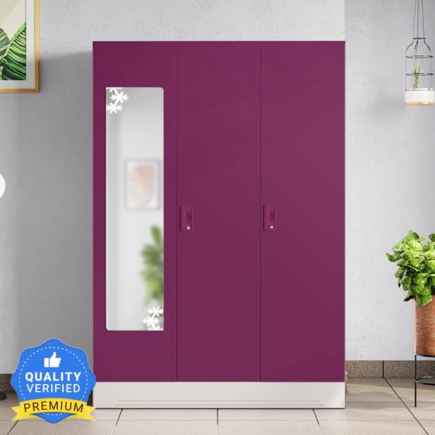 Godrej Interio Slimline 3 Door with Locker and Star Design Mirror Metal Almirah