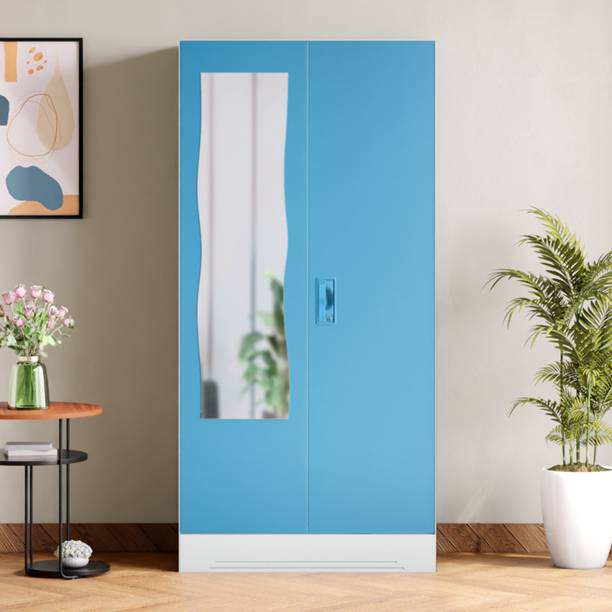 Godrej Interio Slimline 2 Door with 2 shelves and Curvilinear Mirror Metal Almirah