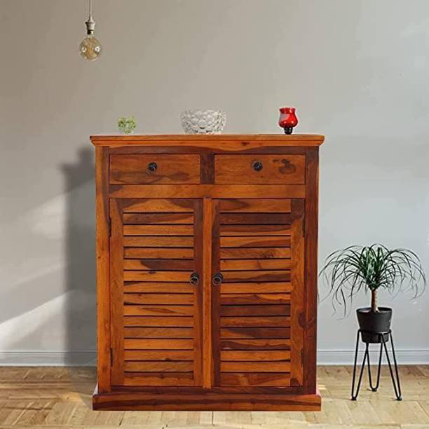 Rajasthali Wood Decor Sheesham Wood Cupbord, 2 Door Wardrobe, Almirah For Living Room, Honey Finish Solid Wood Almirah