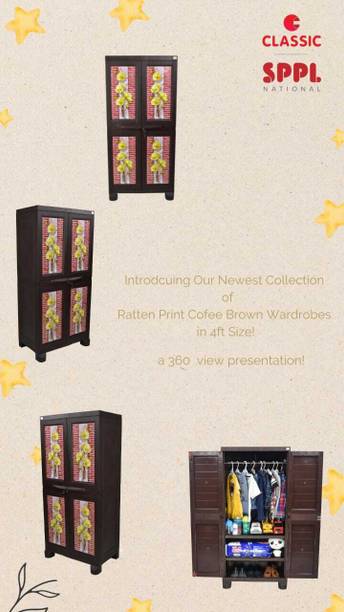 Classic Furniture Ratten Flower Theme Wardrobe|Closet|Cabinet with Hanger System for Kids&Adults Plastic Cupboard