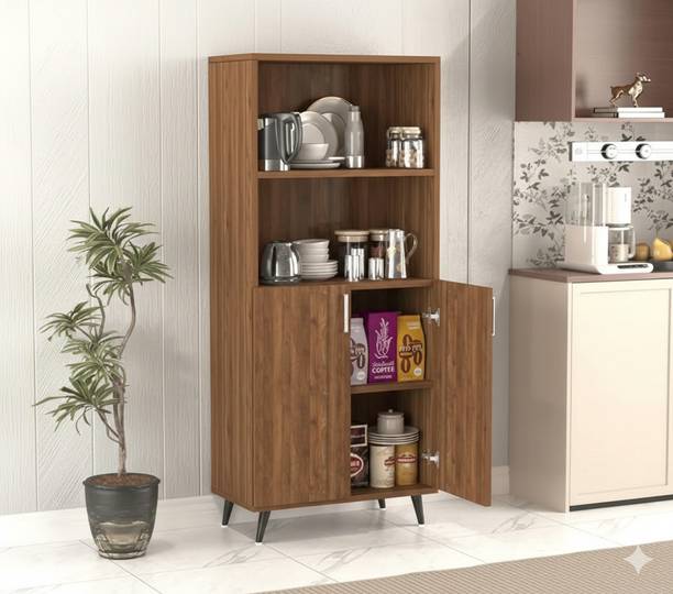 FURNIFINE LeoLux Storage Cabinet for Multipurpose use for Kitchen and Living Room Engineered Wood Cupboard