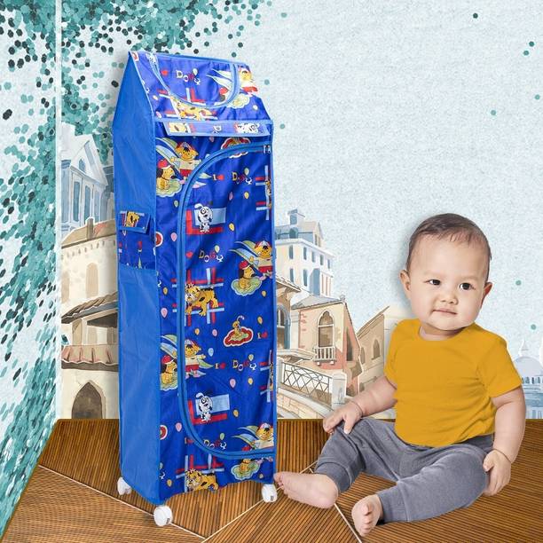 SWINGISH 1 Door 5 Shelf Open Plastic PP Collapsible Wardrobe Cotton Collapsible Wardrobe