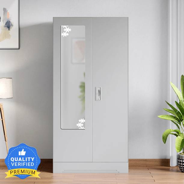Godrej Interio Slimline 2 Door with Locker and Drawer and Star Design Mirror Metal Almirah
