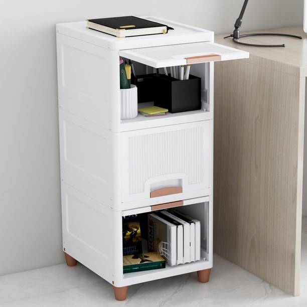 JOVARE 3 Tier Organizer for Clothes/Kitchen Storage Rack/Modular Wardrobe for Cloth PP Collapsible Wardrobe