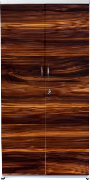 Kids Decor - Wooden Texture - Double Door Large Wardrobe Engineered Wood Almirah