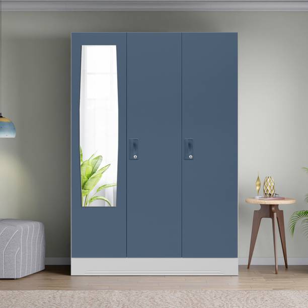 Interio by Godrej 2-Door with Locker and Drawer and Plain Mirror Metal Almirah