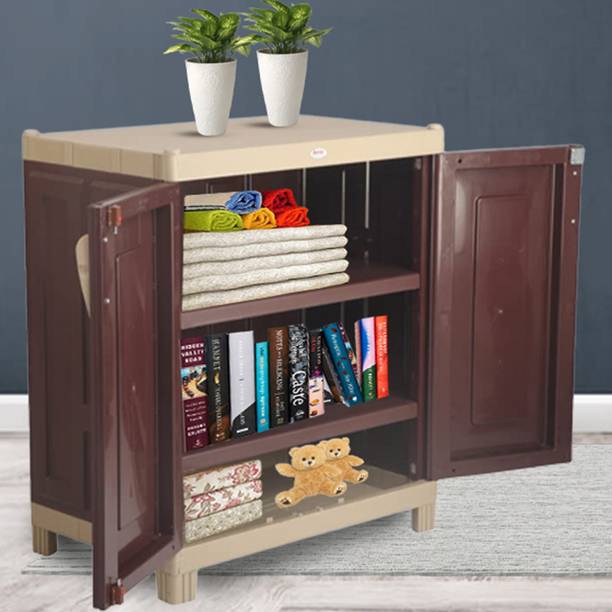 Supreme Furniture Rhythm Plastic Cupboard for Home/Office/(Globus Brown-Dark Beige, Half Size) Plastic Cupboard