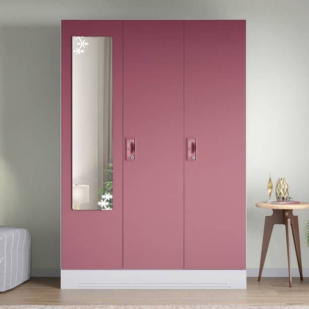 Interio by Godrej Slimline 3 Door with Locker and Star Design Mirror Metal Almirah