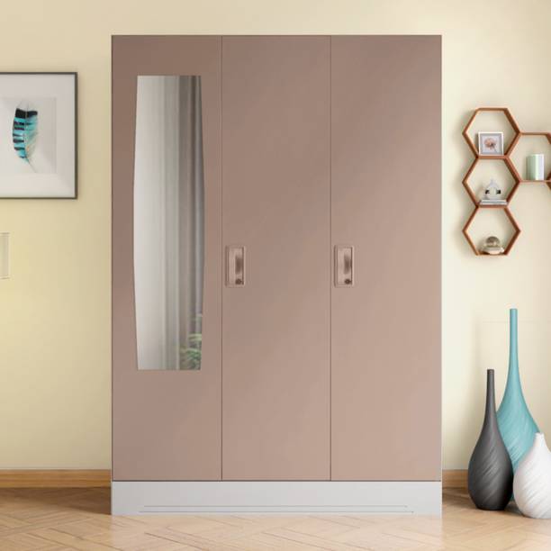 Godrej Interio Slimline 3 Door Alpine White with Locker and Mirror Metal Almirah