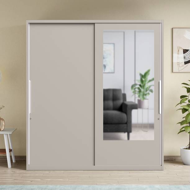 Interio by Godrej 2-Door with Locker and Drawer and Plain Mirror Metal Almirah