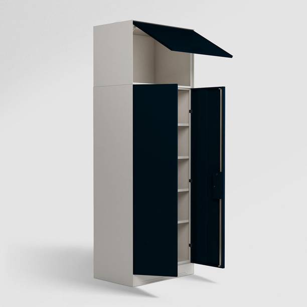 Godrej Interio Slimline 2 Door with 4 Shelves and Overhead Unit Metal Almirah
