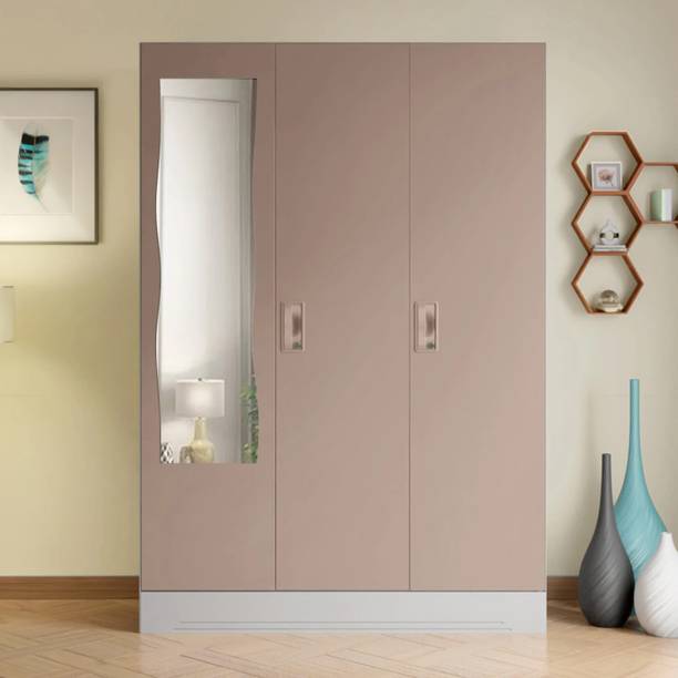 Godrej Interio Slimline 3 Door Alpine White with Locker and Curvilinear Mirror Metal Almirah