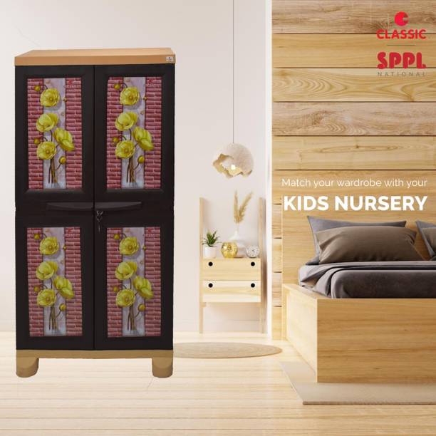 Classic Furniture Ratten Flower Theme Wardrobe|Closet|Cabinet with Hanger System for Kids&Adults Plastic Cupboard