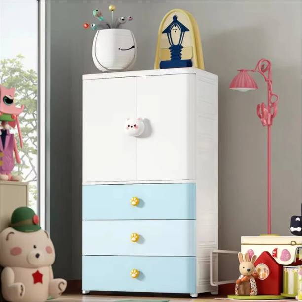 Everpeak white blue cupboard for kids room. Solid Wood Cupboard