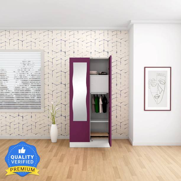 Godrej Interio Slimline 2 Door with Locker and Curvilinear Mirror Metal Almirah