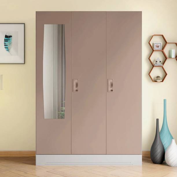 Godrej Interio Slimline 3 Door Alpine White with Locker and Mirror Metal Almirah