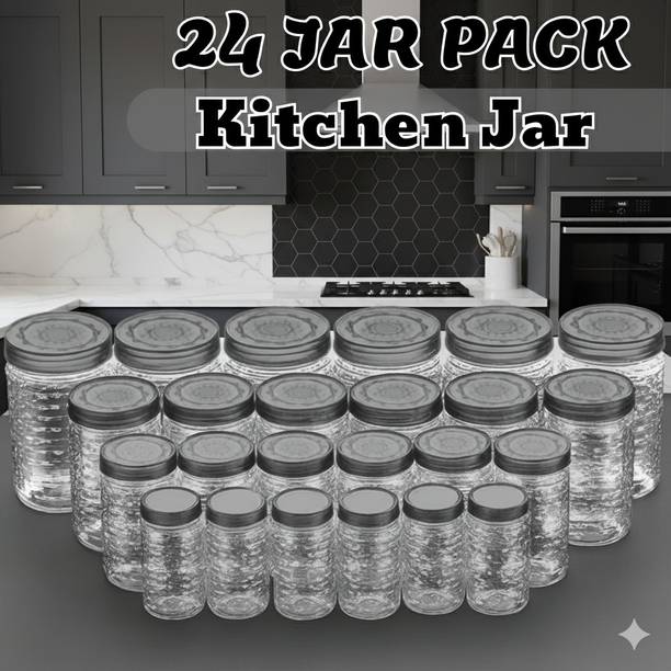 MAXTID Plastic 24 Pcs Jar Set For Kitchen Storage Plastic Cupboard
