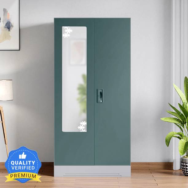 Godrej Interio Slimline 2 Door with 2 shelves with Star Design Mirror Metal Almirah