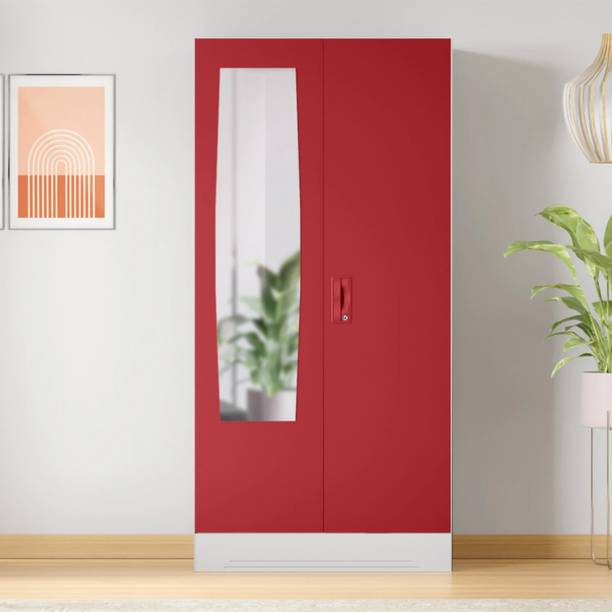 Godrej Interio Slimline 2 Door with 4 shelves and Mirror Metal Almirah
