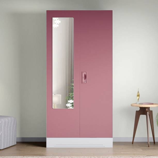 Interio by Godrej Slimline 2 Door with 2 shelves with Star Design Mirror Metal Almirah