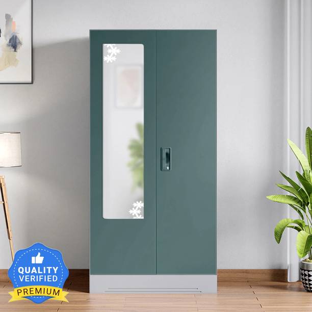 Godrej Interio Slimline 2 Door with Locker and Star Design Mirror Metal Almirah