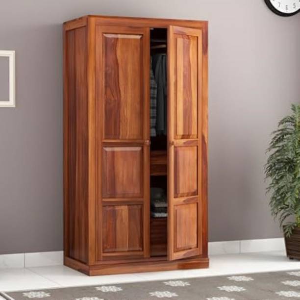 Rajasthali Wood Decor Sheesham Wood Cupbord, Bookcase Wardrobe, Almirah For Living Room & Home, Honey Solid Wood Cupboard
