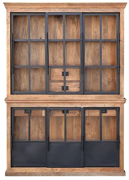 ABC INDIAN HUB BOOKSHELF WITH SLIDING Solid Wood Cupboard