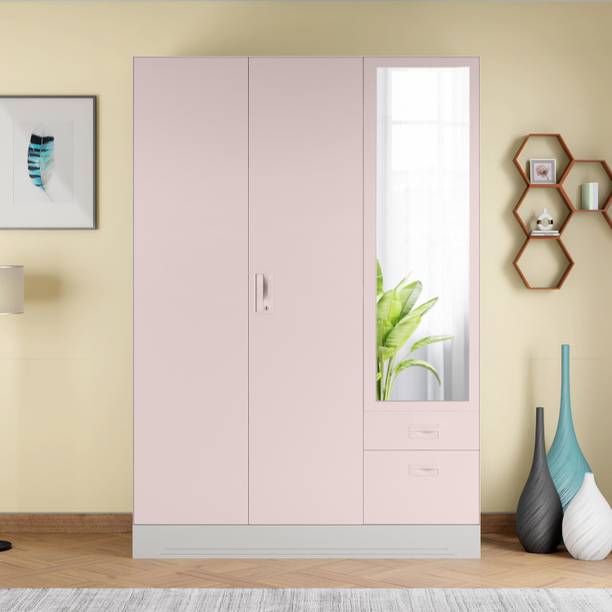 Interio by Godrej Slimline Blend 3-Door with Mirror Metal Almirah