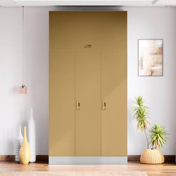 Godrej Interio Slimline 3 Door with Locker, 2 Drawer and Overhead Unit Metal Almirah