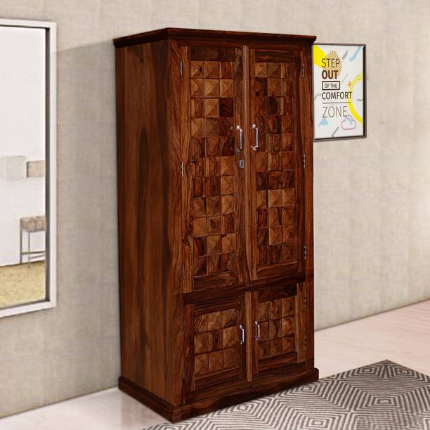 ROOFWOOD Solid Sheesham Wood Almirah/Wardrobe/Cabinet/Cupboard/Bookshelf Solid Wood Almirah