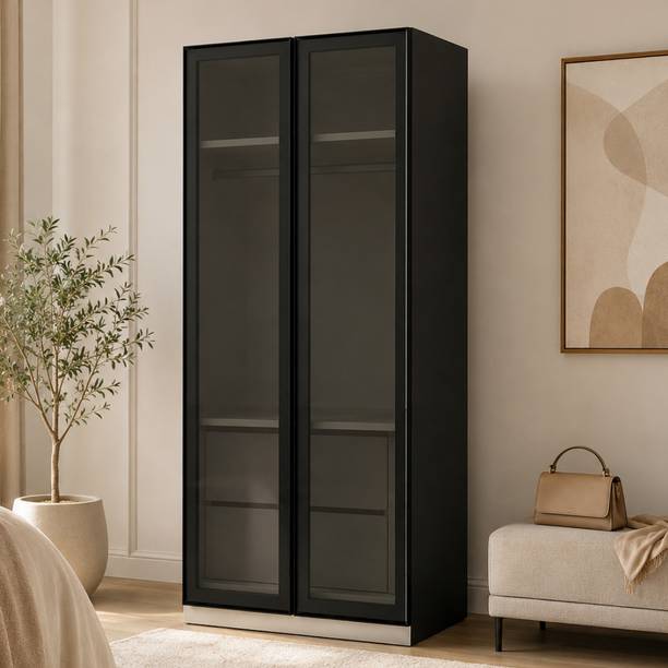 Ardas Interior Noir Glass Wardrobe Engineered Wood Almirah