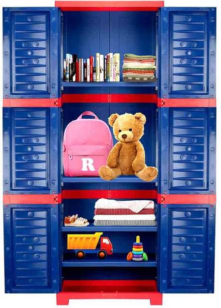 Supreme Fusion-03, Plastic Almirah For Storage-Red-Blue Plastic Cupboard