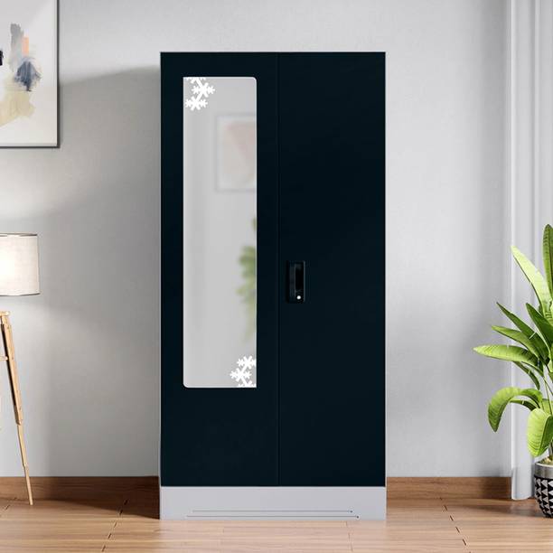 Interio by Godrej Slimline 2 Door with Locker and Star Design Mirror Metal Almirah