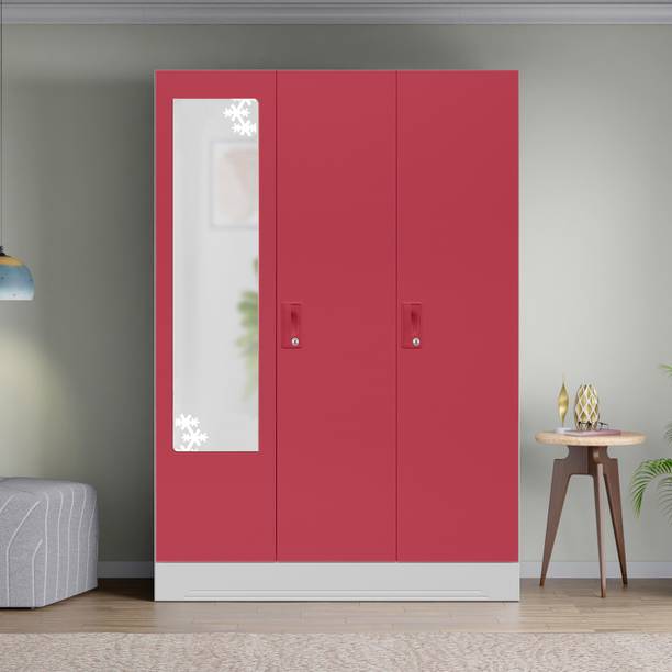 Interio by Godrej Slimline 3-Door with Locker and Star Mirror Metal Almirah
