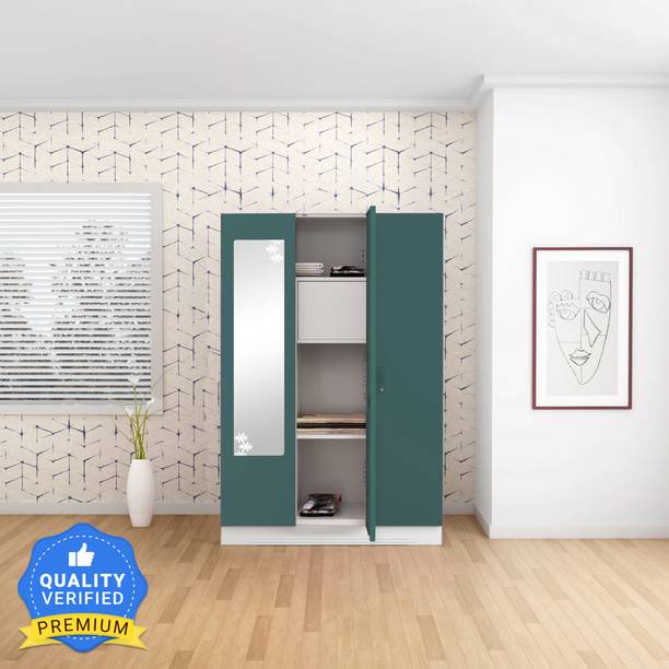 Godrej Interio Slimline 3 Door with Locker and Star Design Mirror Metal Almirah