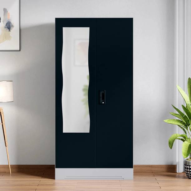 Godrej Interio Slimline 2 Door with 4 Shelves and Curvilinear Mirror Metal Almirah