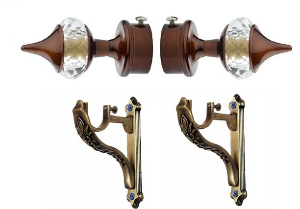 ZELOXA Gold, Brown Curtain Knobs, Curtain Hooks, Rod Rail Bracket, Curtain Rings, Curtain Rods, Tieback Hook Metal