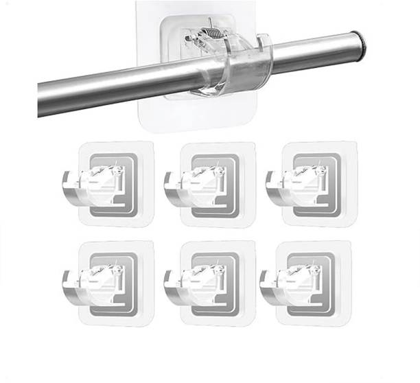 BRZONE Self Adhesive Curtain Hooks | No Drill Curtain Rod Hook for Curtains | Pack of 6 Curtain Hook