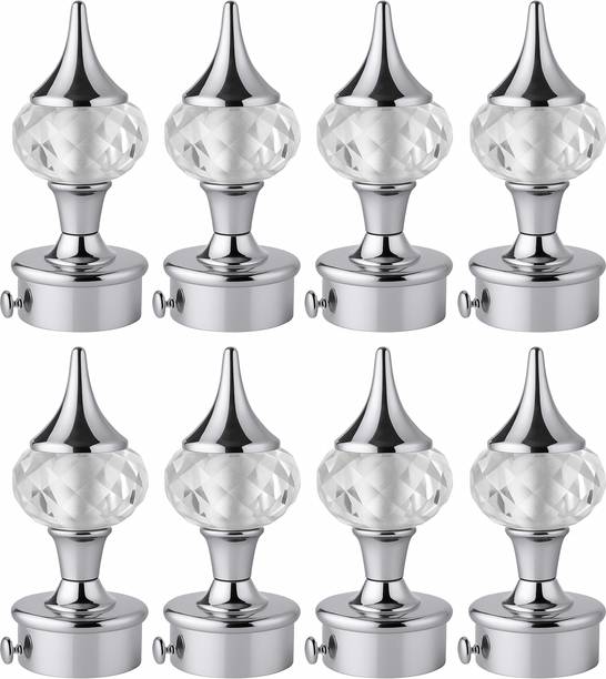 Indora Silver Curtain Knobs, Curtain Hooks, Rod Rail Bracket, Curtain Rods Metal