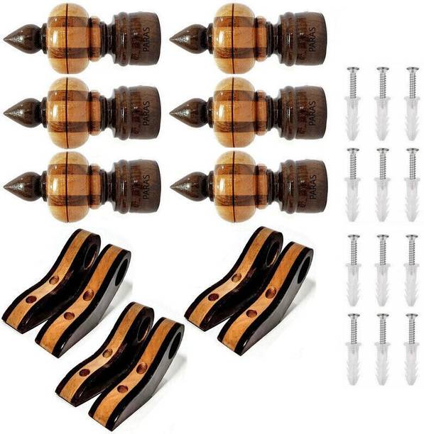 Paras Brown Curtain Knobs, Rod Rail Bracket, Curtain Hooks, Curtain Rods, Curtain Rings Metal