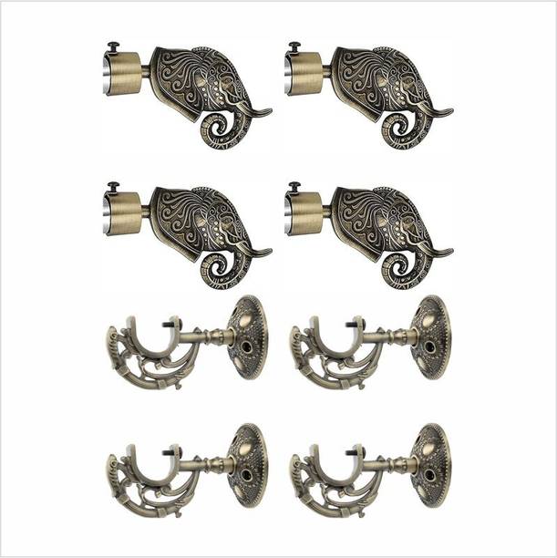 GLOXY Gold Rod Rail Bracket, Curtain Knobs, Curtain Hooks, Curtain Rods Metal