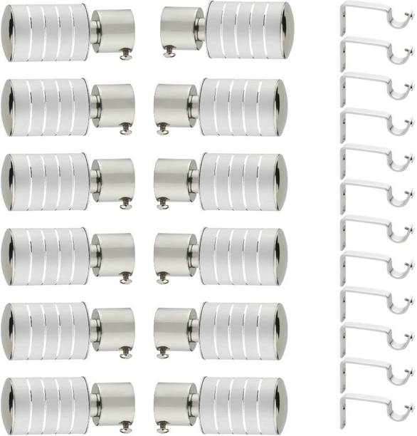 Panthera Silver, Grey Rod Rail Bracket, Curtain Knobs Metal