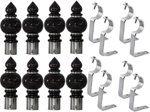 Paras Black, Silver Curtain Knobs, Rod Rail Bracket, Curtain Hooks, Curtain Rods, Curtain Rings Metal