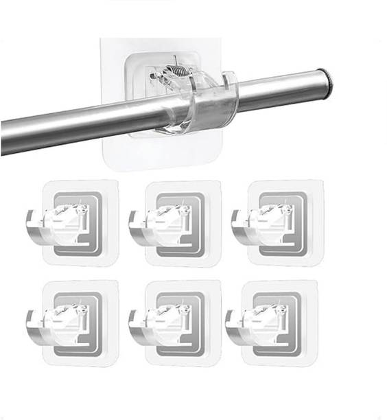 BRZONE Self Adhesive Curtain Hooks | No Drill Curtain Rod Hook for Curtains | Pack of 6 Curtain Hook