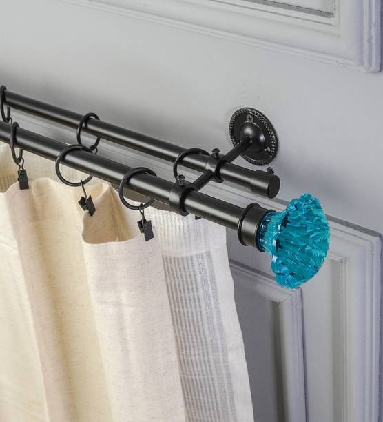 THE DECOR MART Black Curtain Rods Metal