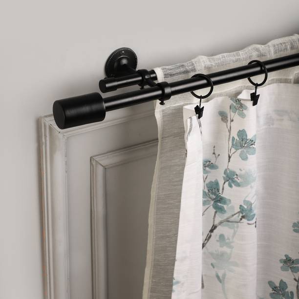 THE DECOR MART Black Curtain Rods Metal