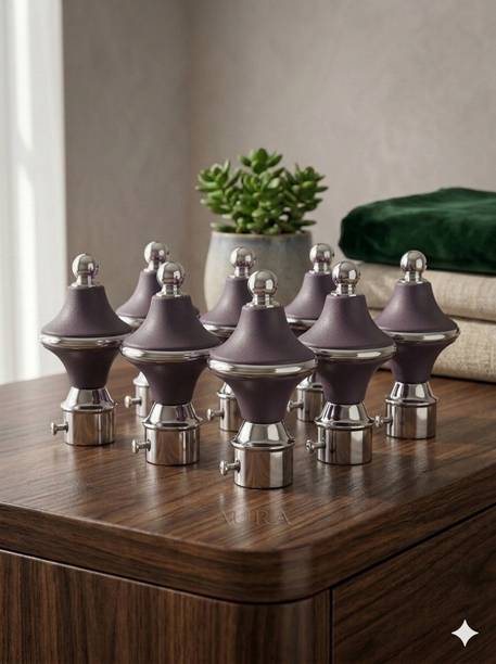 QUIDO Brown Curtain Knobs, Curtain Rods, Rod Rail Bracket Metal