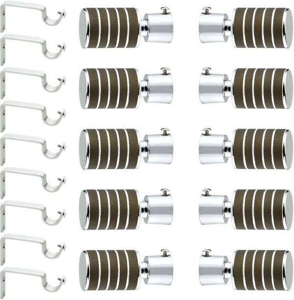 GLOXY Brown Rod Rail Bracket, Curtain Knobs, Curtain Hooks, Curtain Rods Metal